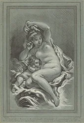Venus en Cupido op een dolfijn, 1767. Makers: Louis Marin Bonnet, Juste-François Boucher