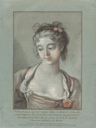 Buste van een Jonge Vrouw die Neerkijkt, 1765-1767
