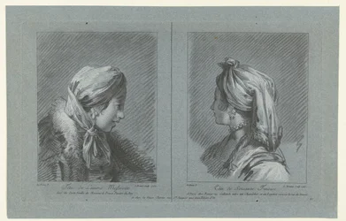 Portret van een Moskovisch melkmeisje en een Fins dienstmeisje