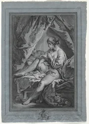 Jonge vrouw zittend op een bed, 1764-1767