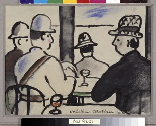 Vier personages aan de bar