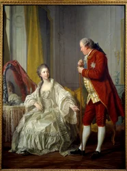 Portret van de Markies en Markiezin van Marigny. Abel-Francois Poisson de Vandieres, Markies de Marigny, directeur van de koninklijke gebouwen (1727-1781) en zijn vrouw Julie Filleul (1751-1822), dochter van Lodewijk XV