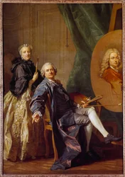 Louis Michel Van Loo werkt aan het portret van zijn vader Jean Baptiste Van Loo