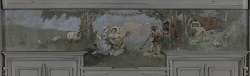 Pierrot en Colombine - Model voor de eetkamer van Jean Coquelin, Villa Longchamp, Neuilly, circa 1900