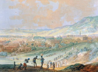De stad Cap Francais (hedendaags Cap-Haitien) in Haïti