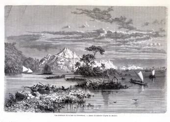 Binnenaanzicht van Chantaboun Bay, 1874. Tekening door Sabatier volgens Mr. Mouhot. Tour du monde
