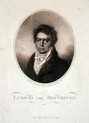 Ludwig van Beethoven (1770-1827) gegraveerd door Blasius Hofel 1814