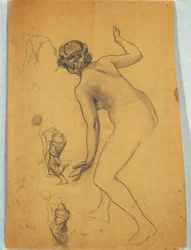 Studie van Buigende Naakte Figuur