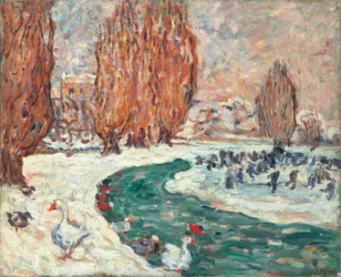 Schaatsers in de winter (De tuin van het Petit Trianón in Versailles) ()