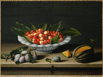 Kopje kersen, pruimen en meloen ...