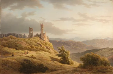 Berglandschap met een ruïne