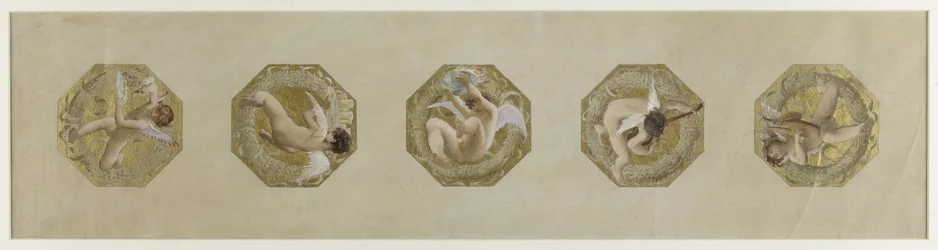 Schets voor het Hôtel de Ville de Paris, Feestelijke Trap: Geniën die feestattributen dragen, circa 1888