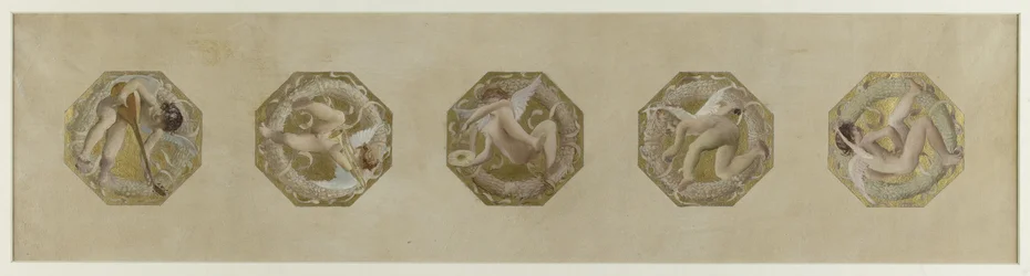 Schets voor het Hôtel de Ville de Paris, Feesttrap: Génies portant des attributs de fête, begin 1888