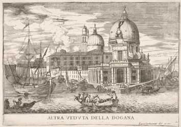 Plaat 61: Uitzicht op het douanehuis Dogana da Mar bij de samenvloeiing van het Canal Grande..., 1703