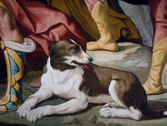 Hond, detail van fresco uit cyclus van Verhalen van Antenor