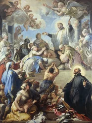Sint Franciscus Xaverius doopt Indianen, door Luca Giordano (1634-1705)