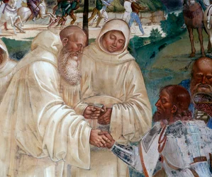 Benedictus verwelkomt Totila die zich kwam verontschuldigen (detail)