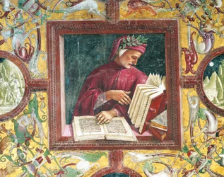 Italië, regio Umbrië, Orvieto, kathedraal, kapel van de Madonna di San Brizio, portret van Dante Alighieri door Luca Signorelli, fresco