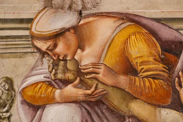 Rouw om de dode Christus tussen de twee heiligen van Orvieto (detail)