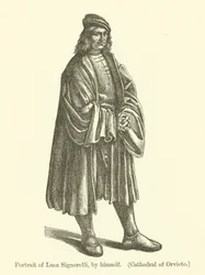 Zelfportret van de Italiaanse schilder Luca Signorelli (gravure)