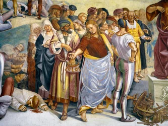 Preek en daden van de Antichrist uit de cyclus van het Laatste Oordeel (detail)