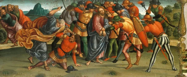 De gevangenneming van Christus. Rouw over de dode Christus, Predella paneel, 1502