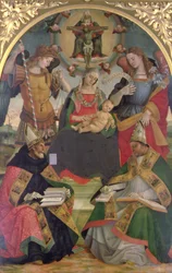 De Drie-eenheid, Madonna en Kind, Engelen en Heiligen, c.1505-08