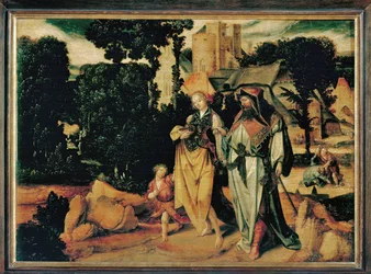 Hagar wordt weggestuurd (schilderij op eikenhout)