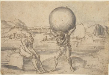 Hercules ontlast Atlas van de wereldbol