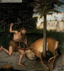 Hercules en de kerynitische hinde. Uit de serie van de daden van Hercules. Na 1537