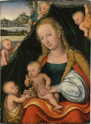 Duits: Madonna und Kind mit dem Johannesknaben und Engeln De Maagd en het Kind met het Kind Johannes de Doper en Engelen