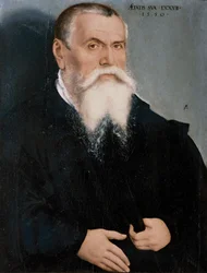 Italiaans:  Ritratto di Lucas Cranach il Vecchio Portret van Lucas Cranach de Oudere