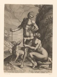 Venus en Adonis met twee honden