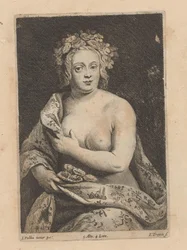 Portret van een onbekende vrouw met waaier