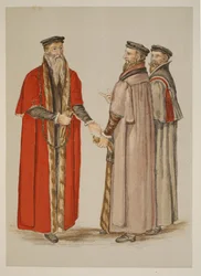 Lord Mayor, Wethouders en gildelid, uit een beschrijving van Engeland geschreven tijdens het bewind van Elizabeth I