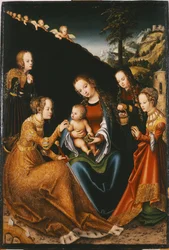 Het mystieke huwelijk van Sint-Catharina van Alexandrië met de heiligen Dorothea, Margaretha en Barbara