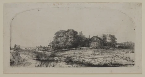 Landschap met een Hooischuur en een Kudde Schapen