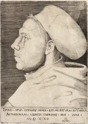 Martin Luther als een Augustijner monnik door Lucas Cranach de Oude 1521