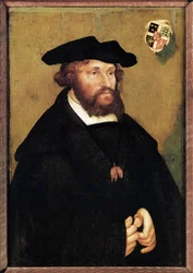 Portret van Christian II (1481-1559), koning van Denemarken. Schilderij door Lucas Cranach de Oudere