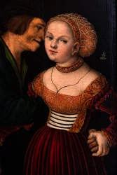 De verliefde oude man of De niet bij elkaar passende geliefden, detail, ca. 1530 (olieverf op hout)