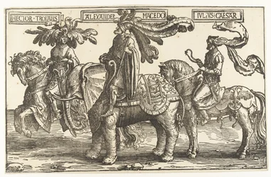 De helden Hector van Troje, Alexander de Grote en Julius Caesar