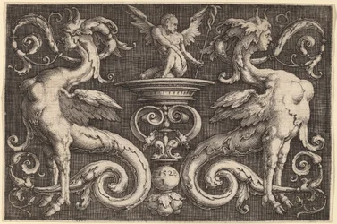 Ornament met Twee Sfinxen en een Gevleugelde Man