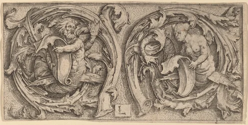 Triton en sirene in ranken
