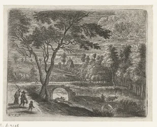 Landschap met een ruïne van een brug