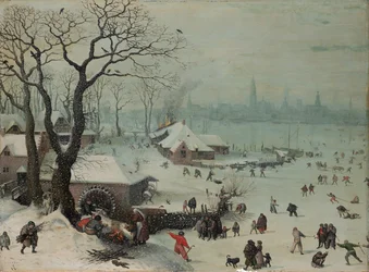 Winterlandschap met sneeuwval bij Antwerpen
