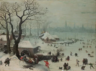 Winterlandschap met sneeuwval nabij Antwerpen