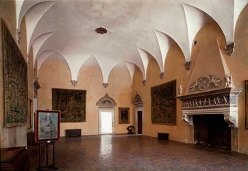 Salon van het hertogelijk paleis gerealiseerd onder het bewind van hertog Federico da Montefeltro
