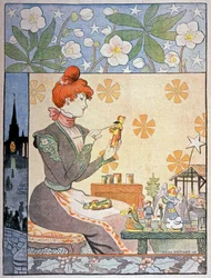 Schilderij van santons in de Provence