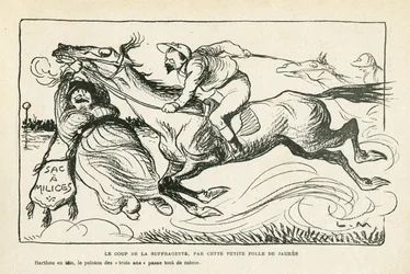 Illustratie in Le Rire, 28/06/13 De slag van de suffragette, door deze kleine gek van Jaures