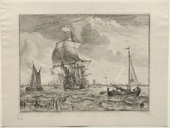Mariene Scene met Amsterdam in de Verte, 1701